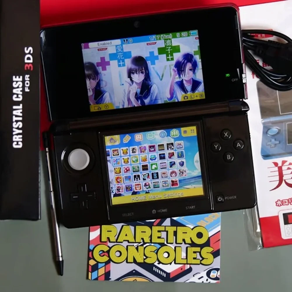 Nintendo 3DS with Anime Art and Black Accents